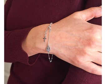 Pulsera De Plata 925, Tipo Rosario. Milagrosa - Veroca Joyas