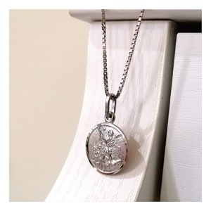 St Michael 15 mm silver medal, Archangel Michael medal, St Michael diamond cut medal,   Archangel Michael round pendant, Catholic necklace