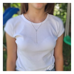 Sterling silver 925 rosary necklace, Miraculous Medal decorated with zircons rosary  necklace, Elegant catholic women's rosary necklace