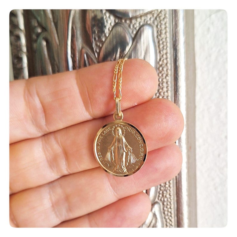 Miraculous Medal 21 Mm, 18k Gold Plated Double Sided Medal, Our Lady of ...
