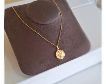 St Jospeh 17 mm medal , St Jospeh gold plated medal, St Joseph  necklace, Patron od family, workers and fathers