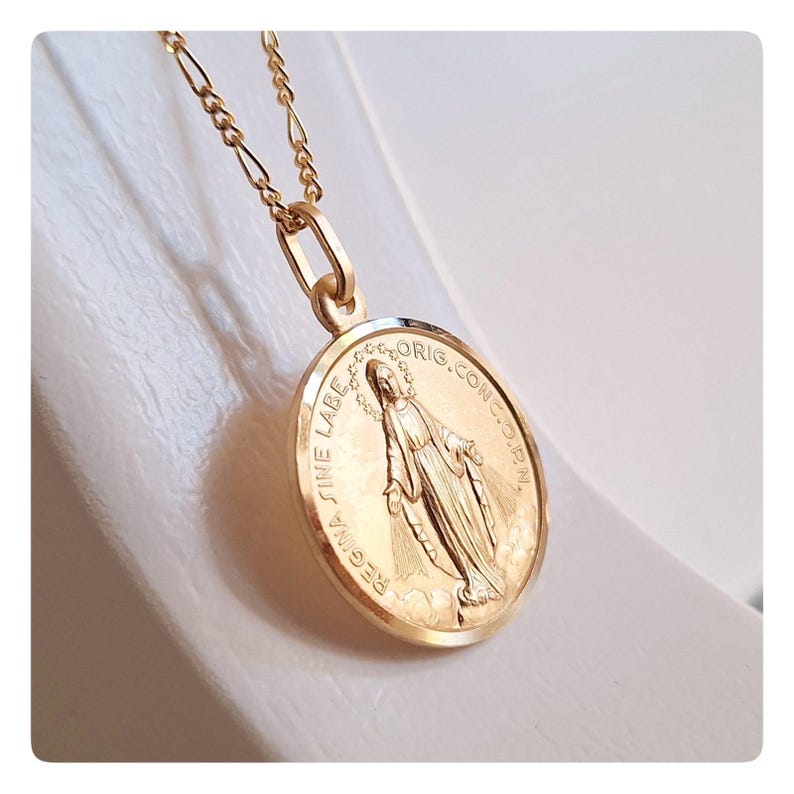Miraculous Medal 21 Mm, 18k Gold Plated Double Sided Medal, Our Lady of ...
