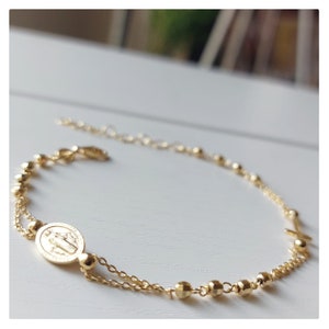Vergoldetes Rosenkranzarmband mit 3 mm Diamantperlen, Wunderbares Medaillenarmband, Mutter Maria Rosenkranzarmband, Ein Jahrzehnt Rosenkranzarmband