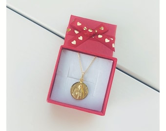 Collar Santa Rita, Medalla Santa Rita, Collar de monedas de oro, Medalla chapada en oro de 18 k, Católica, Collar de Santa Rita