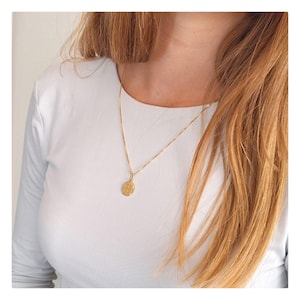 St Benedict 13 mm medal, St Benedict necklace, Gold coin necklace, 18 k gold plated medal , Catholic gifts, San Benito collar