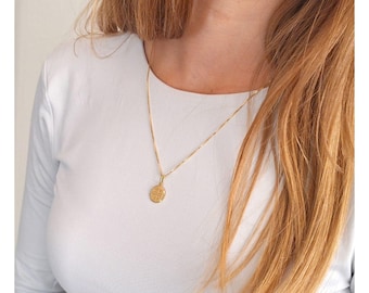 St Benedict 13 mm medal, St Benedict necklace, Gold coin necklace, 18 k gold plated medal , Catholic gifts, San Benito collar