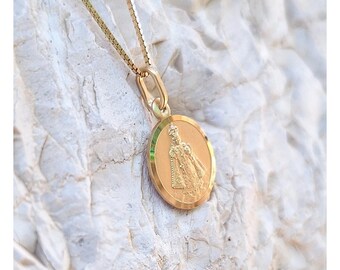 Ketting Jezus van Praag, kind van Praag-medaille, 18 kt vergulde medaille, baby van Praag, patroonheilige van scholen, studenten en een goede gezondheid