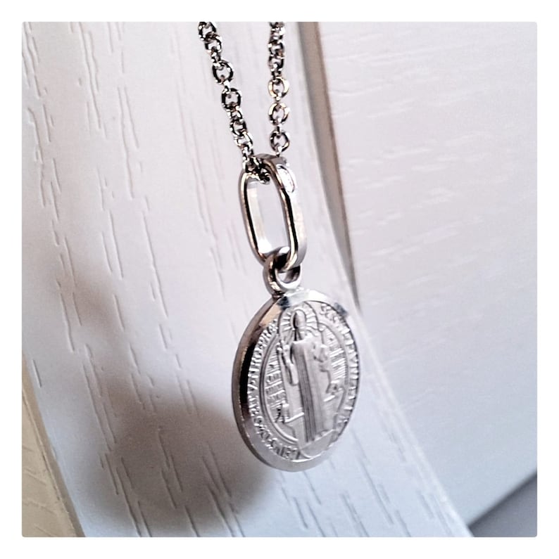 St Benedict 11 Mm Sterling Silver 925 Medal, Catholic Unisex Dainty St ...