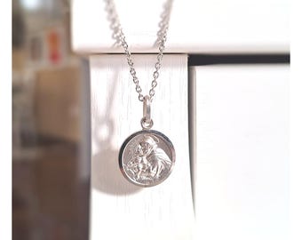 St Anthony 15 mm medal, Patron Saint of lost things, 925 Rhodium Silver Catholic  Medal, Religious Gift, Faith Jewelry for Protection