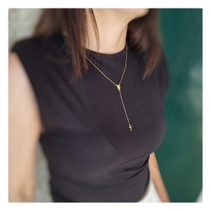 Gold plated women&#39;s rosary necklace, Catholic simple rosary necklace, Elegant silver rosary necklace, Lady of Medjugorje  rosary necklace