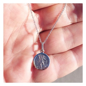 St Michael 13 mm silver medal, Archangel Michael round pendant, Protection medal for catholic, Arhangel Michael round pendant
