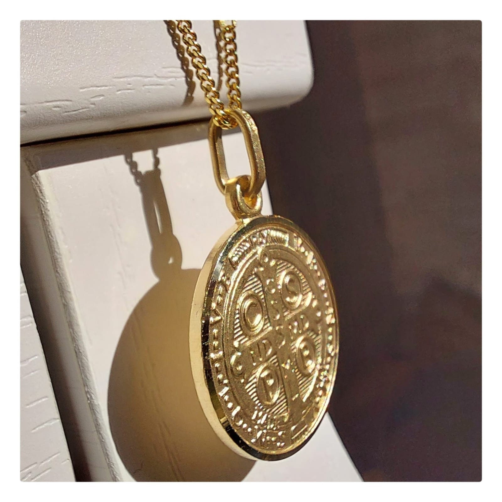 Collana Oro 18kt Piena Cadena De San Benito / San Benedetto &ndash; 20 Pollici 20mm