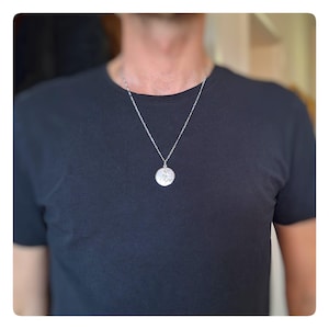 Saint Michael 25 mm necklace, St Michael sterling silver 925 medal, Archangel Michael silver necklace, Archangel Michael round pendant