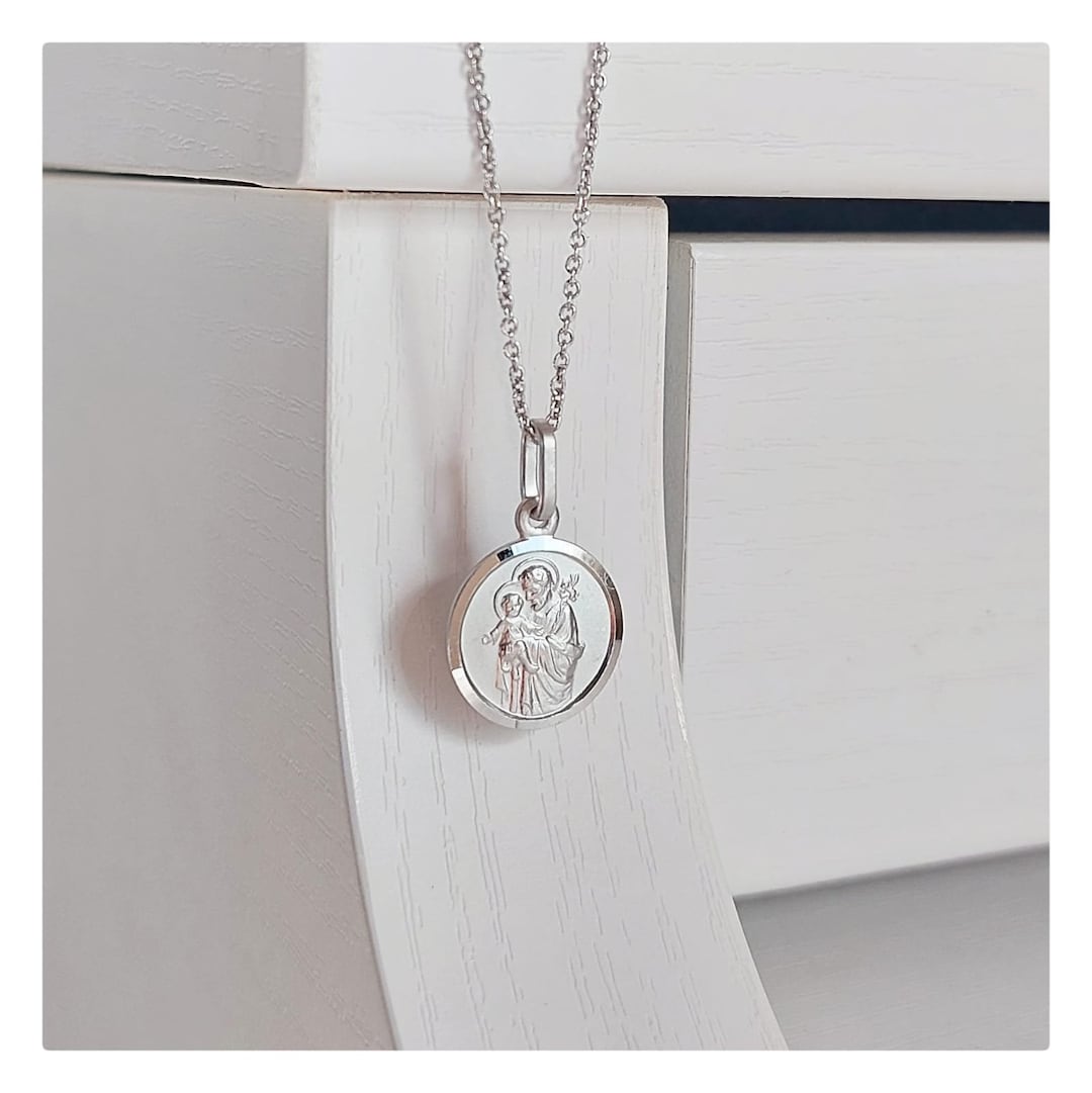 St Joseph Medal, Sterling Silver 925 Medal, St Joseph Necklace, Patron