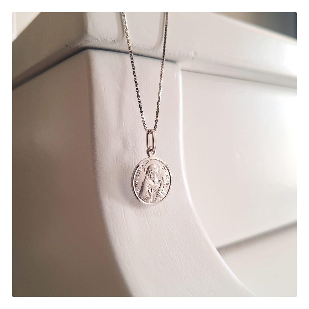 Saint Francis of Assisi 15 Mm Necklace, St Francis Sterling Silver 925 ...