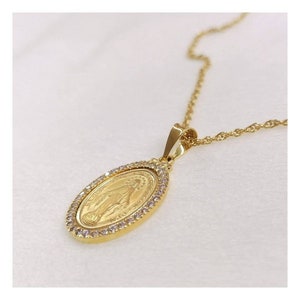 Wunderbare Medaille 3 cm Höhe Medaille, Halskette Unserer Lieben Frau von Wunderschön, Zirkon-Medaille Unserer Lieben Frau von Gnade, Mutter Maria Medaille
