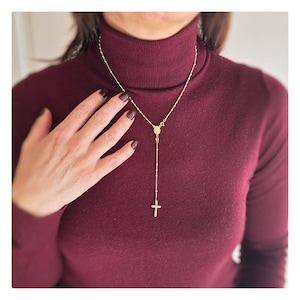 Gold plated rosary necklace for women