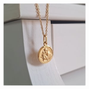 Sint-Antonius van Padua 15 mm-medaille, 18k vergulde medaille, Sint-Antoniusketting, patroonheilige, katholieke zilveren sierlijke Sint-Antoniusmedaille