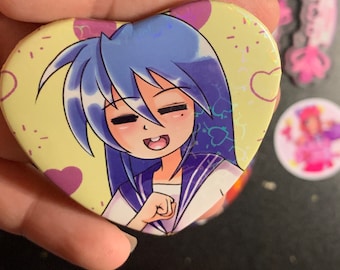 KAWAII ANIME Chica Holo Botón en forma de corazón/Insignia