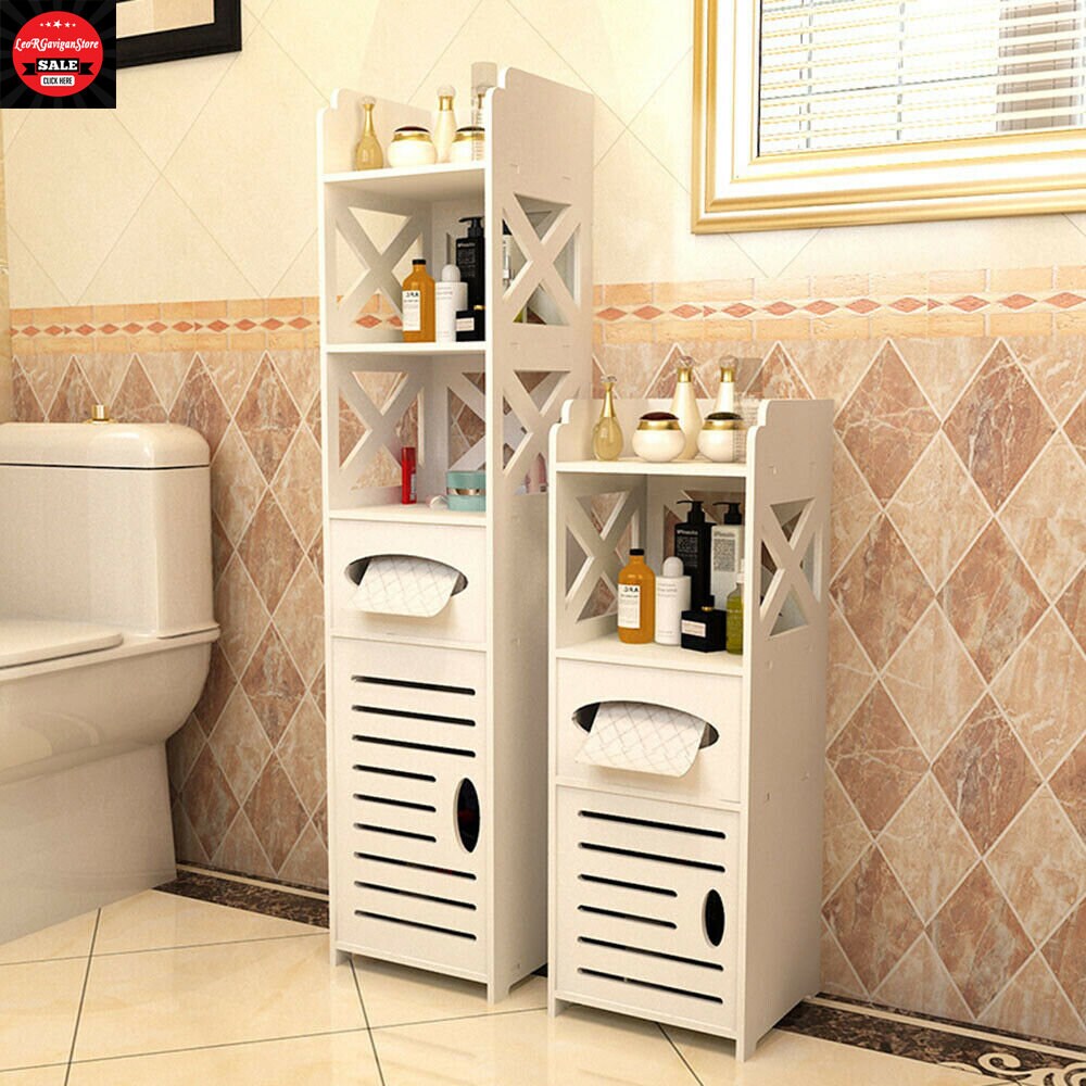 Armario de almacenamiento de baño de madera blanca slim unidad | Etsy