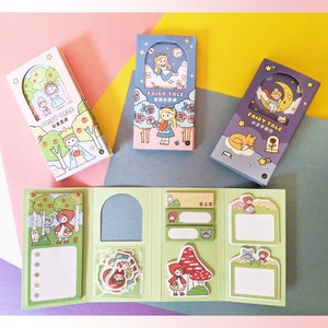 Fairy Tale Sticky Note & Sticker Sets - Alice in Wonderland, Le Petit Prince, Little Red Riding Hood, Snow White, Cute Korean Stationery