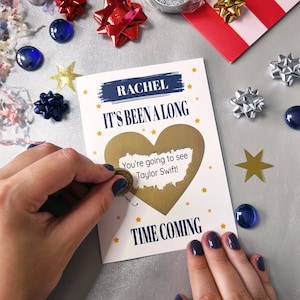 Cartão surpresa personalizado Scratch To Reveal, presente da turnê Eras para ele, ingressos para Taylor Swift para ela