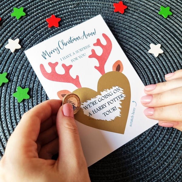 Personalised Scratch To Reveal Christmas Card, Surprise Gift For Him, Cute Gift For Her