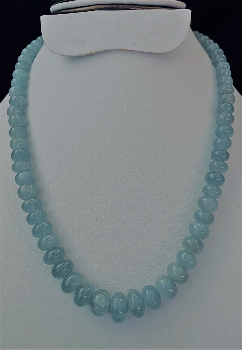 Natural Beautiful Aquamarine Necklace Aquamarine beads Gift For Her,, A Aquamarine Round Gemstone Hand-Made Beads Necklace