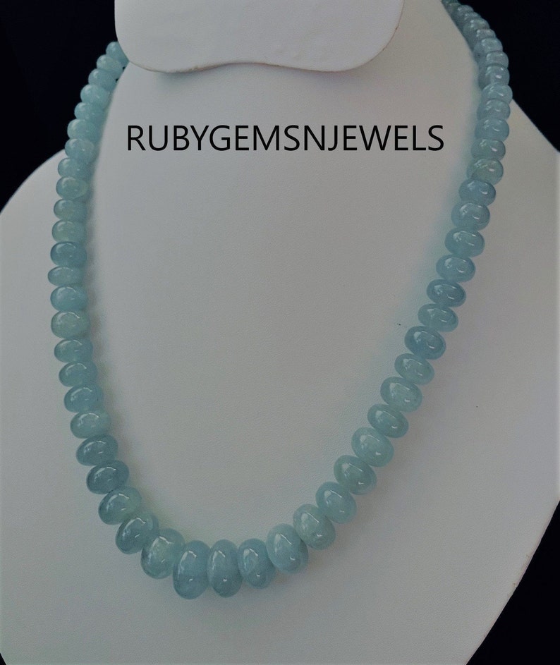 Natural Beautiful Aquamarine Necklace Aquamarine beads Gift For Her,, A Aquamarine Round Gemstone Hand-Made Beads Necklace