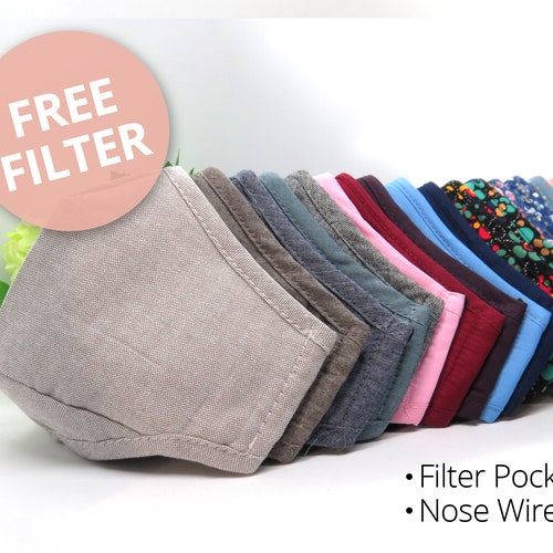 3,5,10 Pack Face Mask with Filter Pocket and Adjustable Nose Wire | Reusable and Washable Cloth Cotton Mask | Face Mask for Men and Women