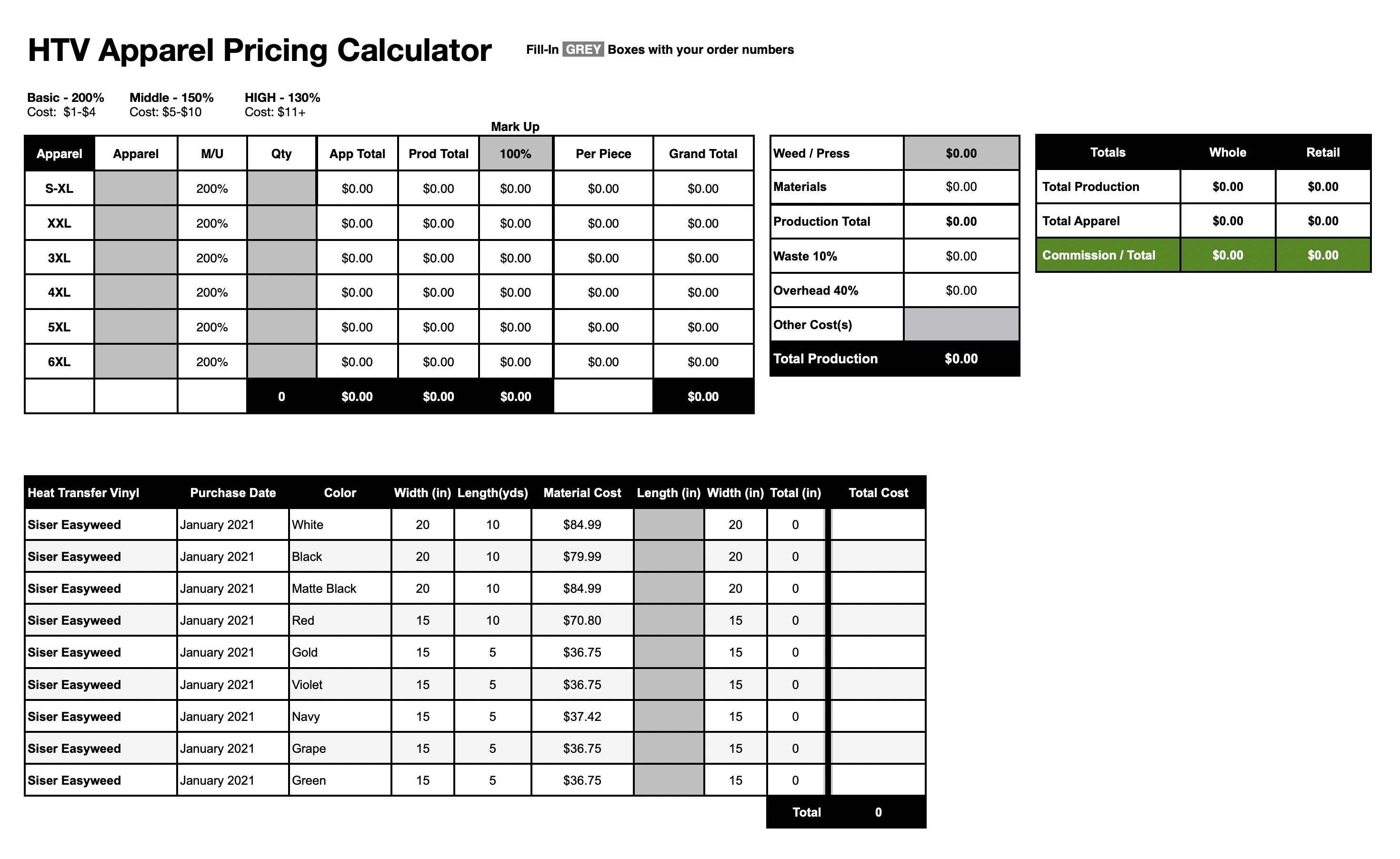 Editable HTV Shirts Pricing List Graphic by vinyldecalschool · Creative  Fabrica