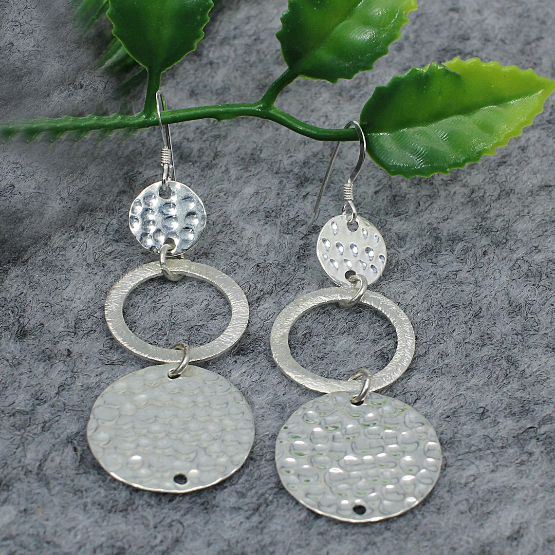 Sterling Silver Coin Earring For Women Hammered Coin Etsy