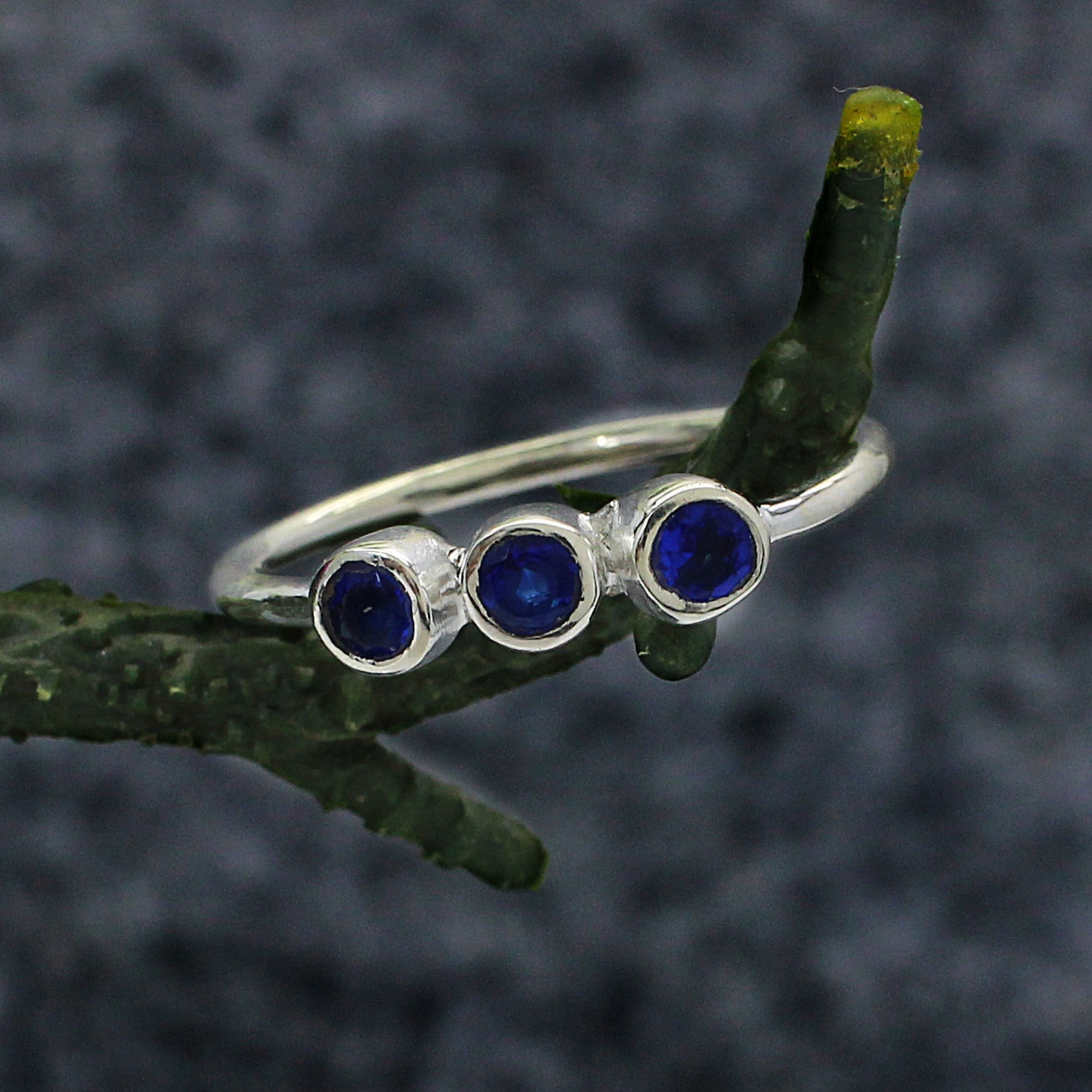 925 Silver Blue Stone Rings Sterling Silver Stackable Ring | Etsy