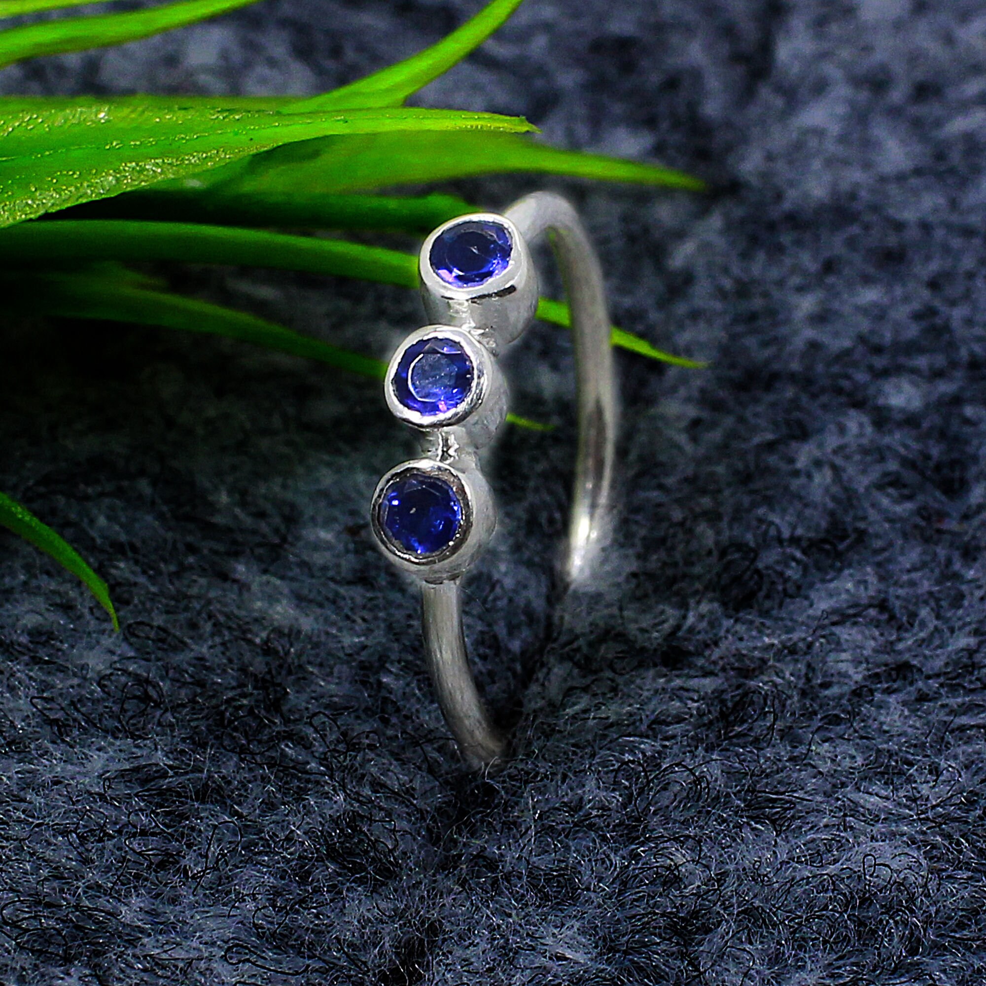 925 Silver Blue Stone Rings Sterling Silver Stackable Ring - Etsy UK
