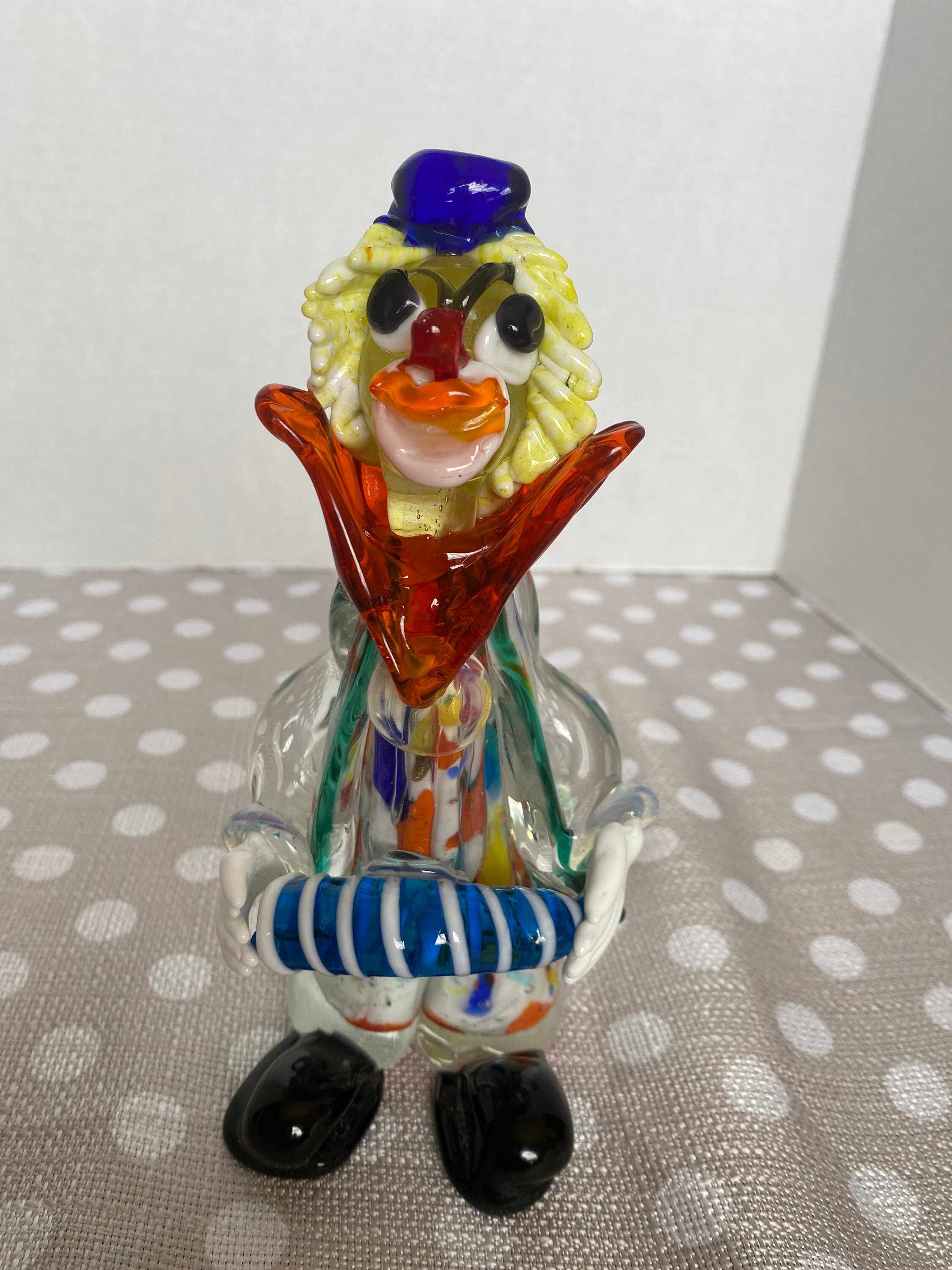 Multicolored Hand Blown Glass Circus Clown Etsy