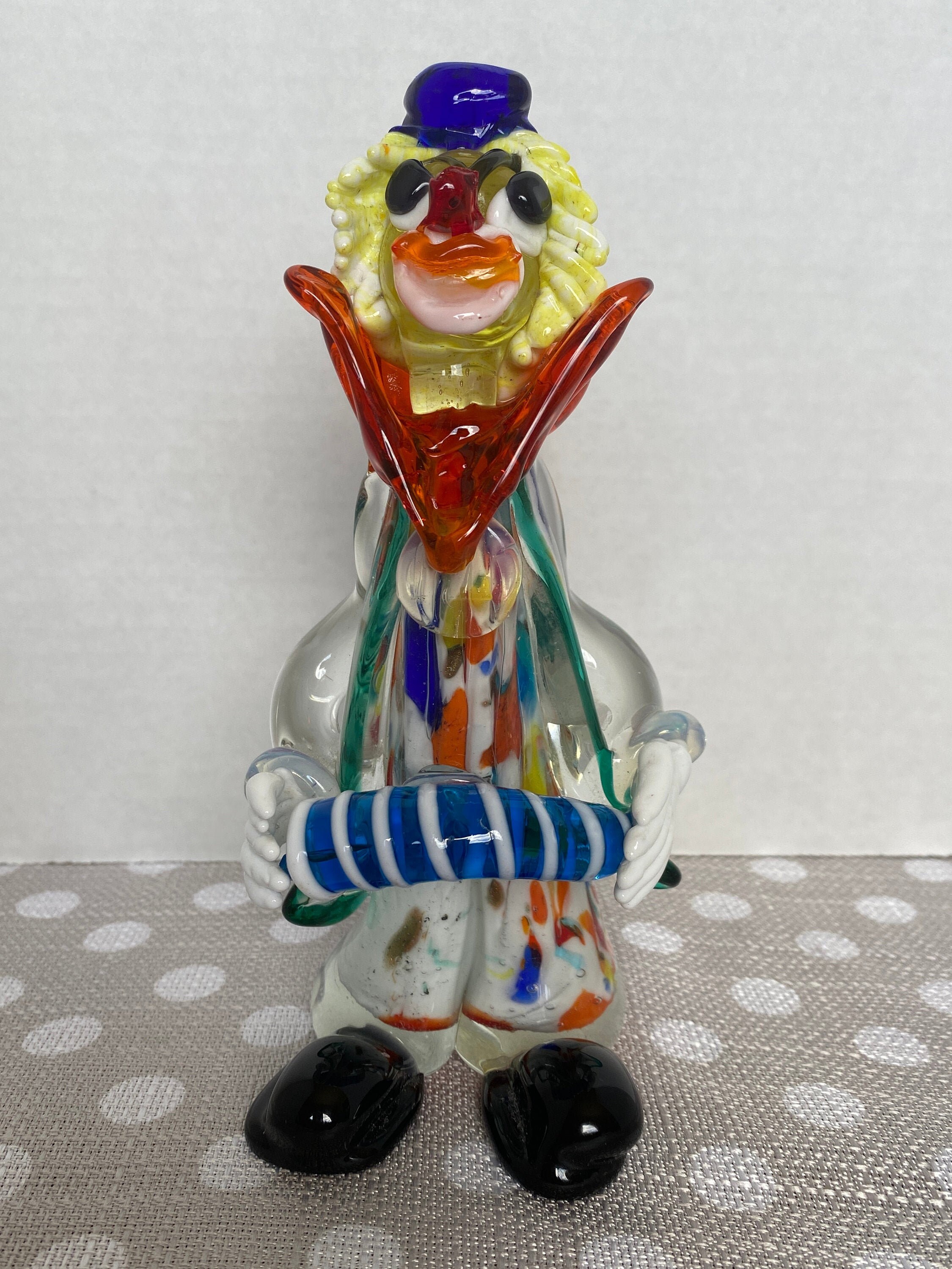 Multicolored Hand Blown Glass Circus Clown Etsy