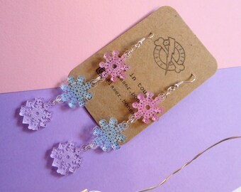 Snowflake Drop Earrings 100% recycled acrylic