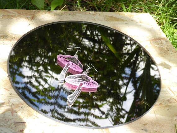 Neon mushroom earrings