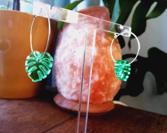 Mini Monstera Earrings