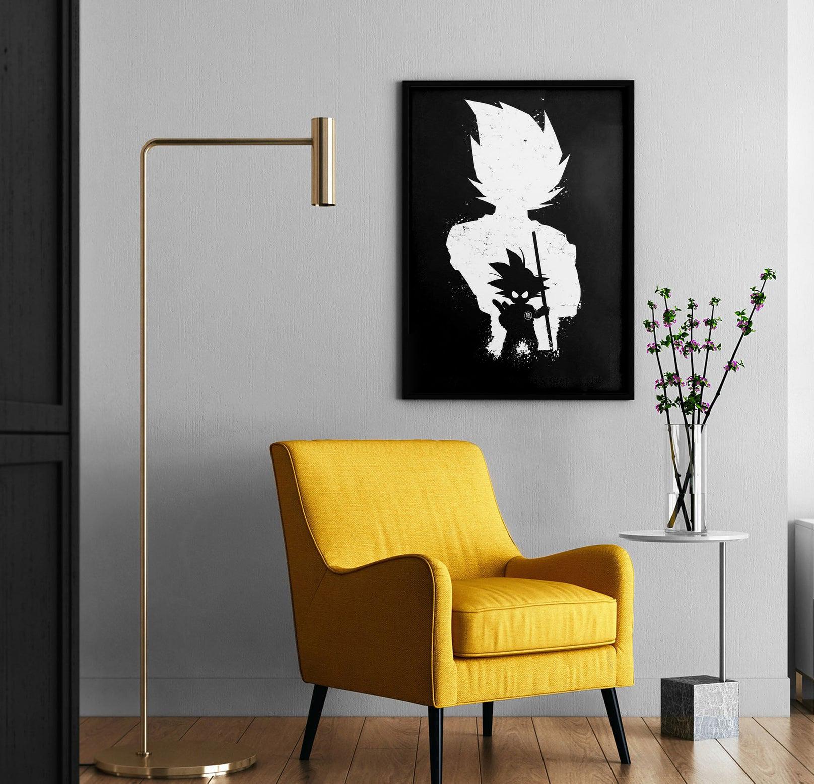 Goku's Zenith: Minimalist Dragon Ball Black & White Poster