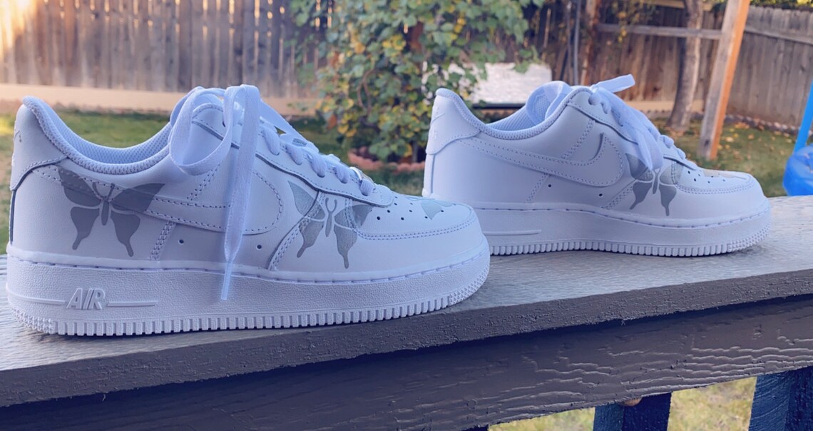 white air forces with butterflies