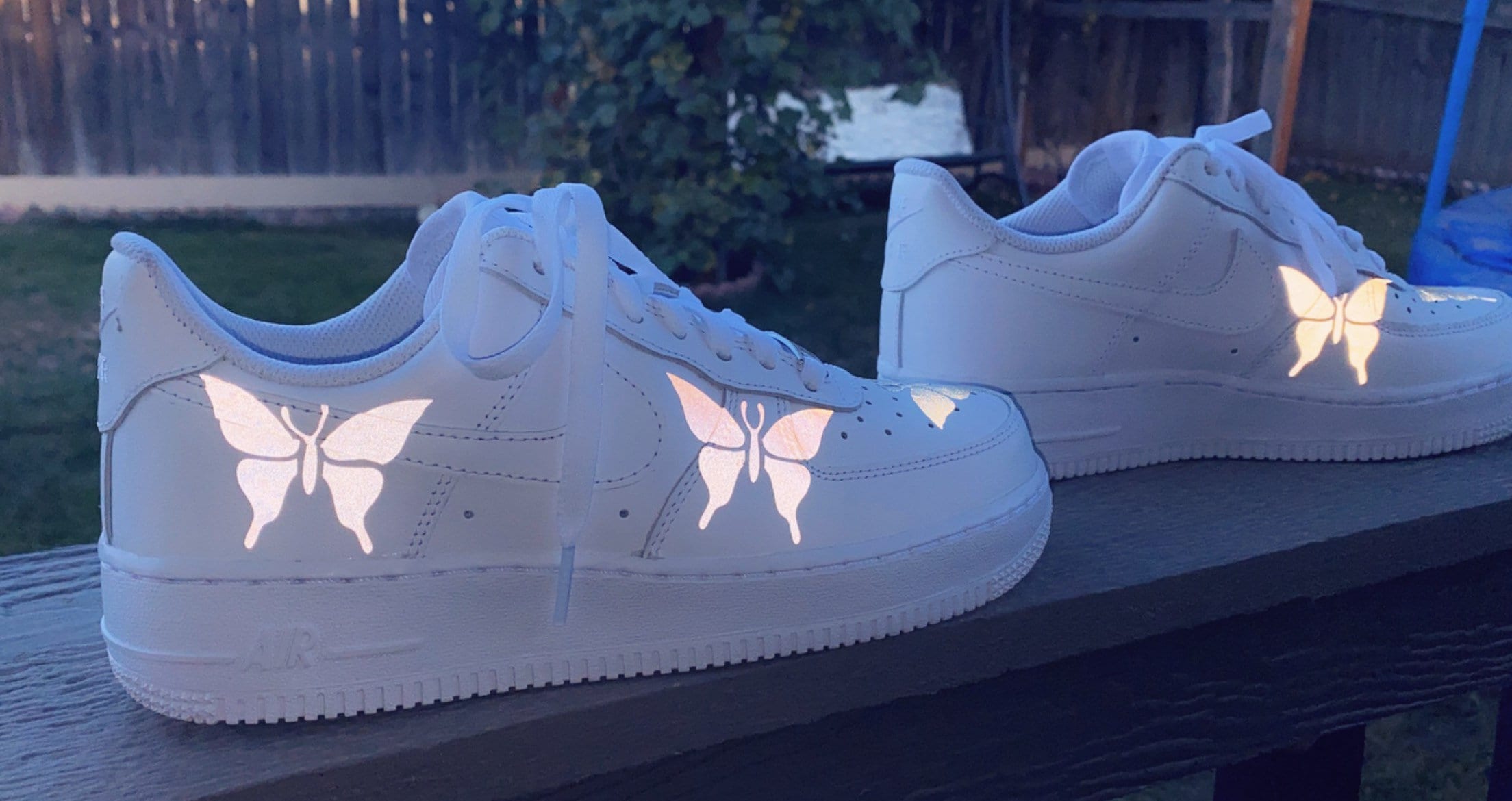 black air forces with butterflies