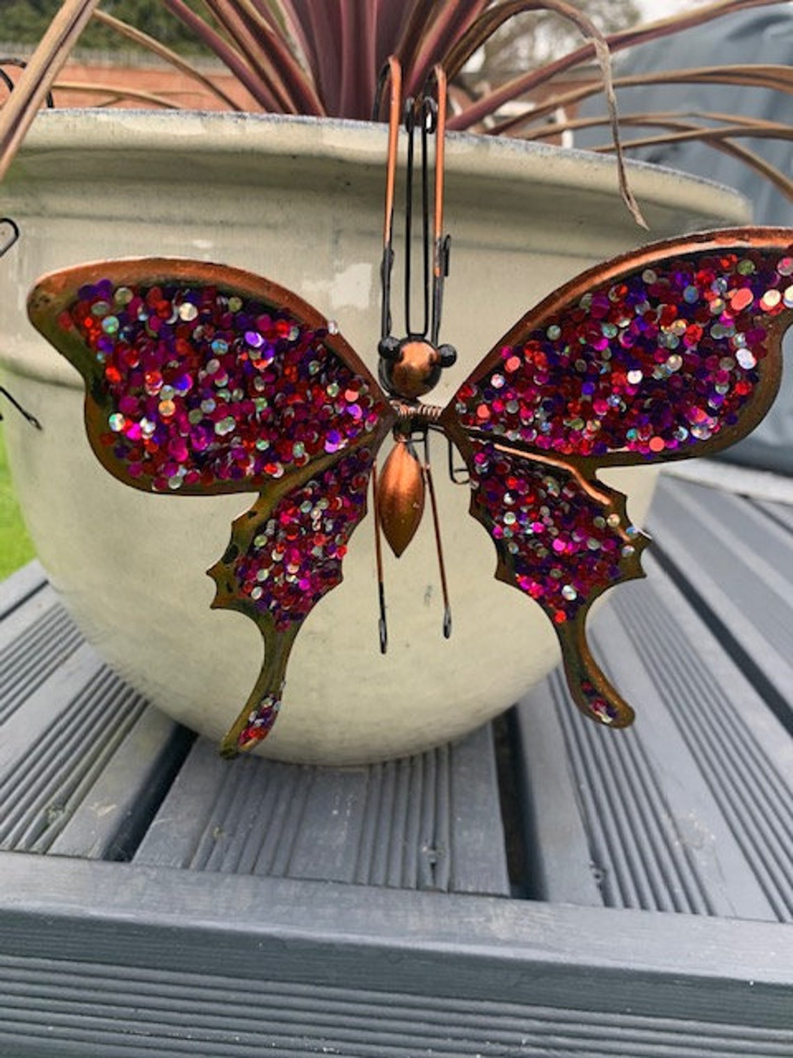 Glitter butterfly plant pot hanging decoration garden decor  etsy Glitter butterfly plant pot hanging decoration garden decor  etsy