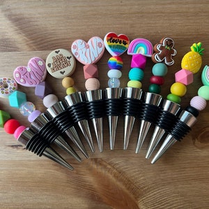Fun Charm Wine Stopper, Silicone Bead Wine Stopper, Charm Wine Stoppers, Wine Lover Gifts