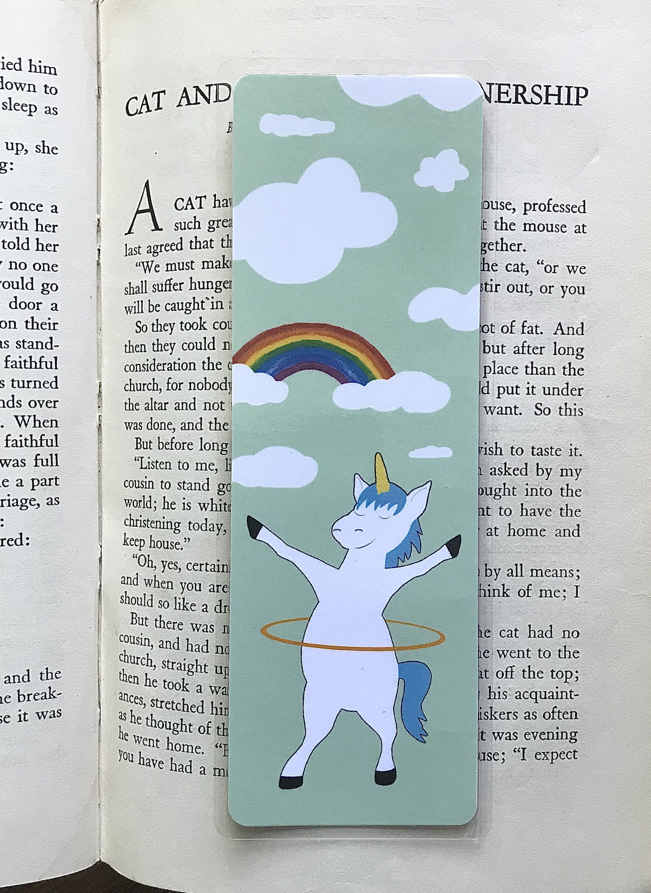 Happy Unicorn Hula Hoop Mystical Creatures Bookmark Etsy
