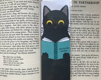 Black Cat Reading A Book Bookmark, How to Train Humans, Cat Bookmark