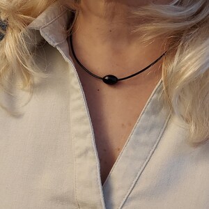 Rugby Ball (BLACK) Necklace Choker on leather cord