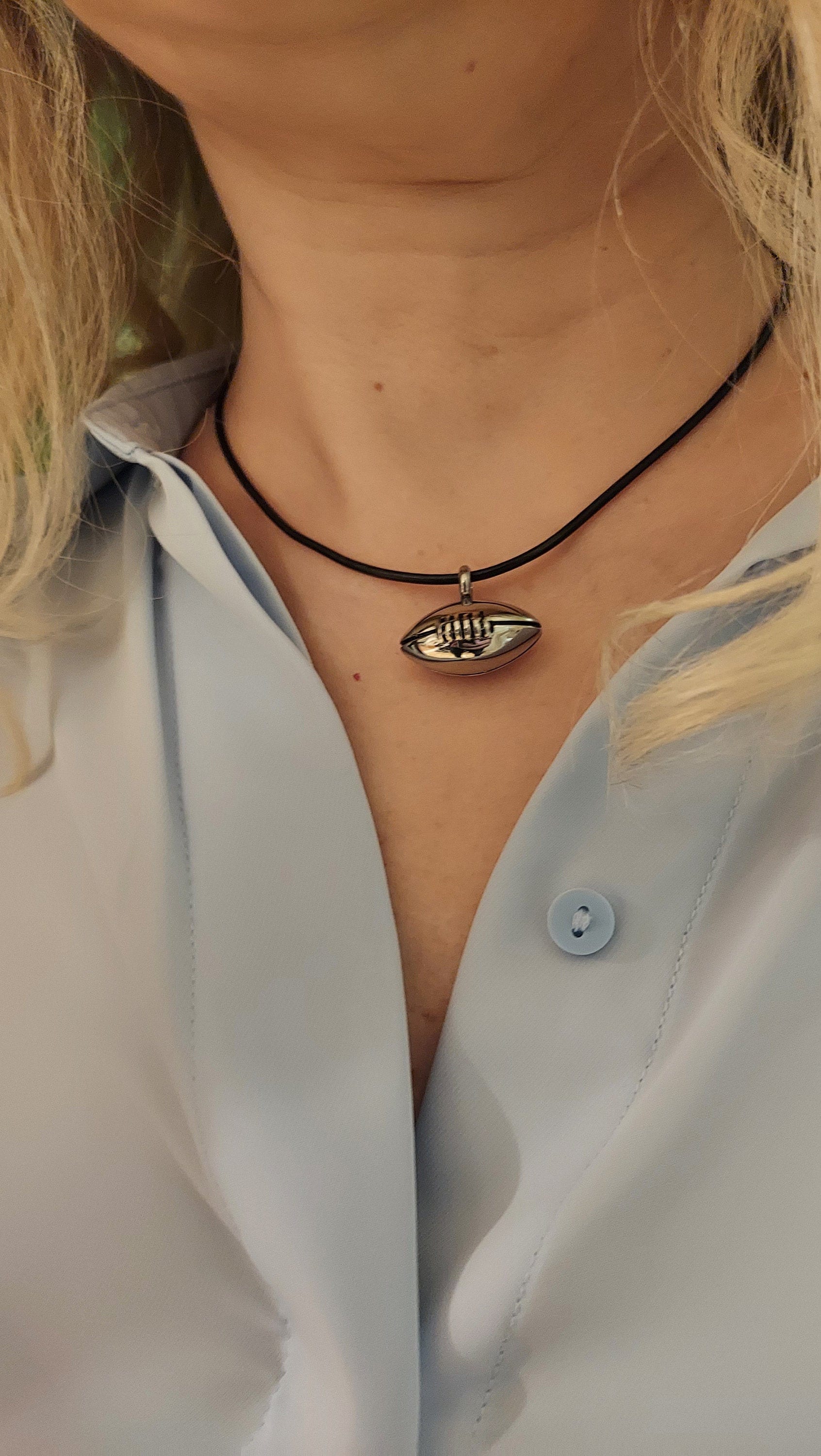 Rugby Ball Necklace Choker Pendant on Leather Cord Etsy