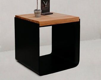 Sofa Table, Modern Furniture, Bedside Table, Metal nightstand, Oak coffee table