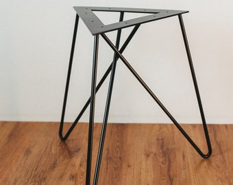 Metal table leg for heavy round table top | Metal hairpin triangle leg | Coffee table legs | Steel table round legs | Minimalism
